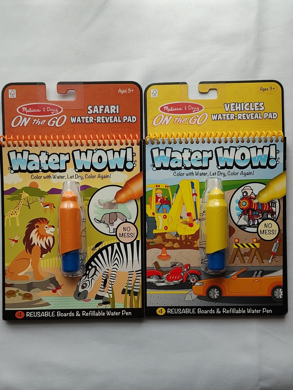 Melissa & Doug Water WOW! Safari & Vehicles Pads - Orange, Yellow, Blue